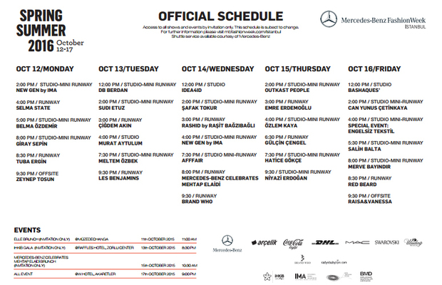 Istanbul Fashion Week Ekim 2015 programı 